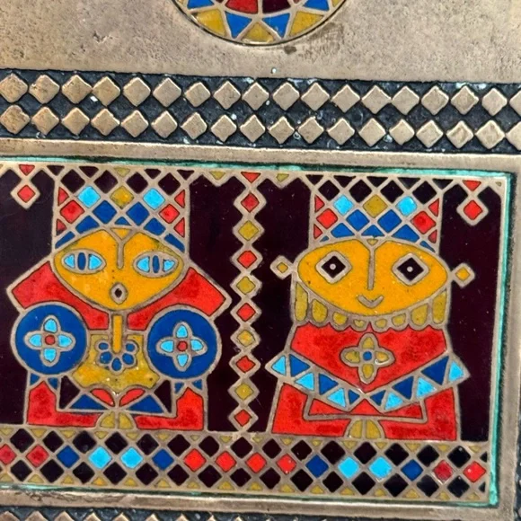 Vintage MCM Brass & Enamel Wall Plaque Elado Horvath Kinga